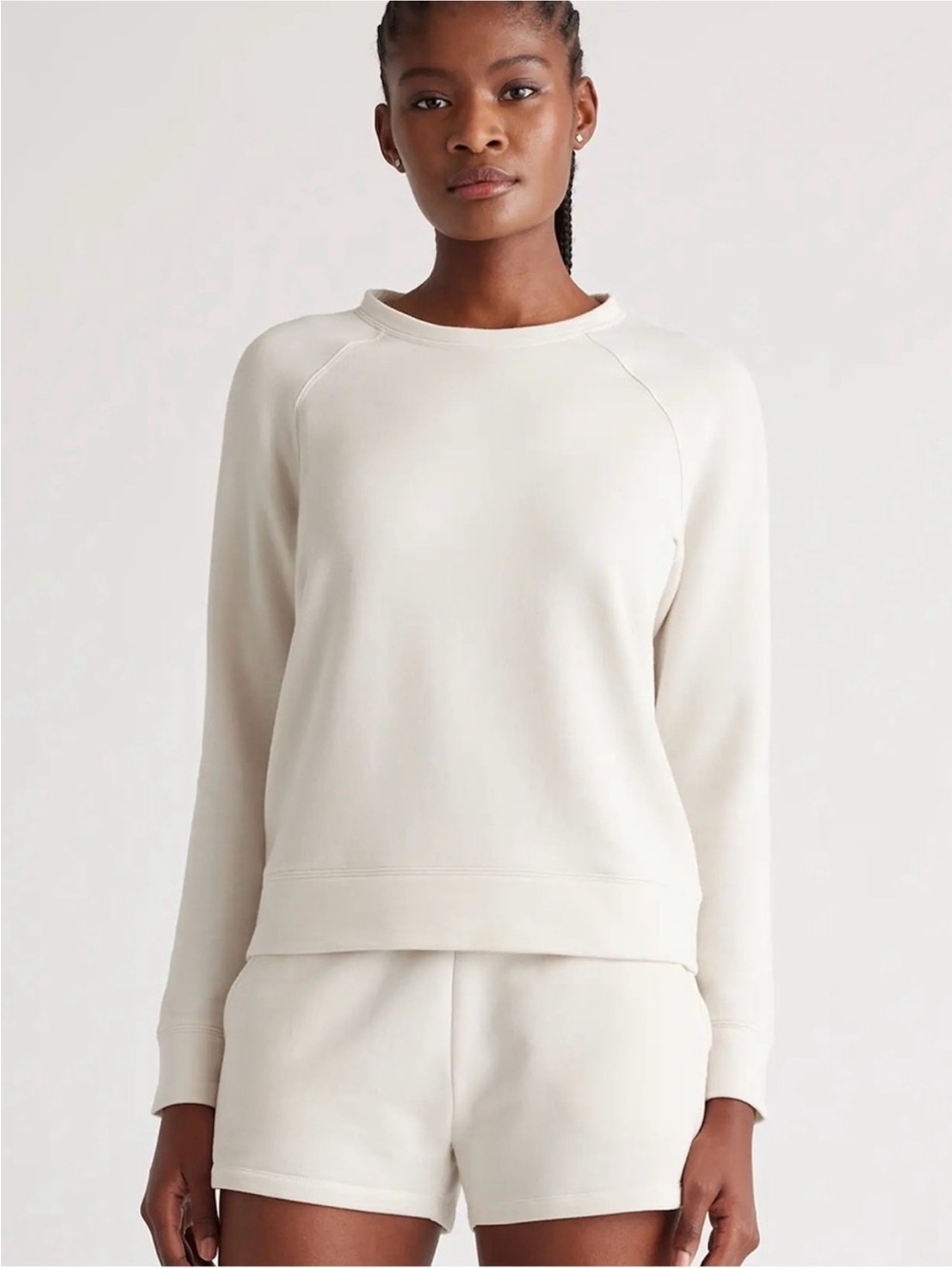 Quince SuperSoft Fleece Crew in Off-White